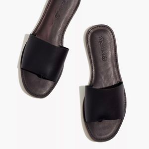 Madewell The Boardwalk Post Slide Sandal in Black Leather